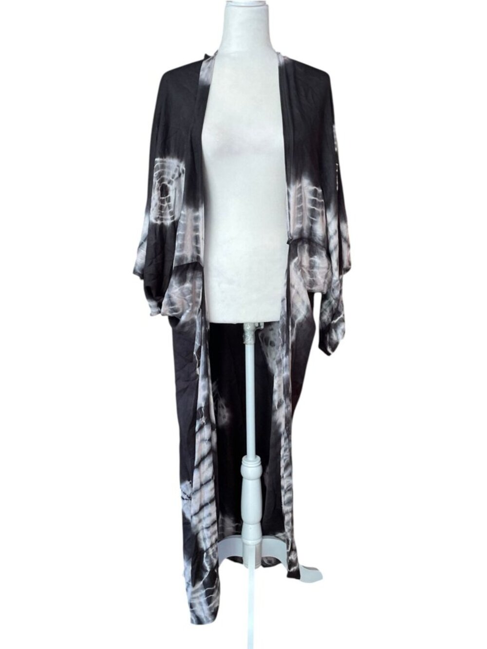 Free People Spell Bound Duster Black White Tie Dye Boho Indie OS Whimsy Fairy - Picture 5 of 13